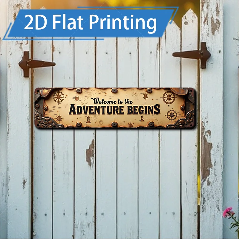 

1 шт. металлическая вывеска, 4x16 дюймов, металлическая вывеска «Рустикальные приключения начинается» — настенный декор в винтажном стиле для дома и кабины»