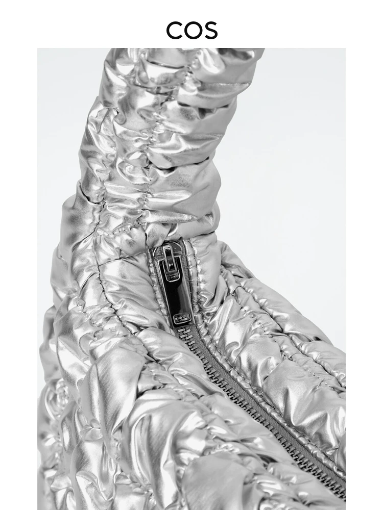 COS السيدات سحابة حقيبة فضية وصول جديدة مخيط حقيبة المرأة oulder واحدة مقبض ناعم تخفيف Sle سستة إغلاق