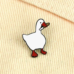 Naughty White Goose with Knife Enamel Pin Women Men High Quality Cute Animal Brooch Kids Coat Lapel Pin Badges Jewelry Gift New