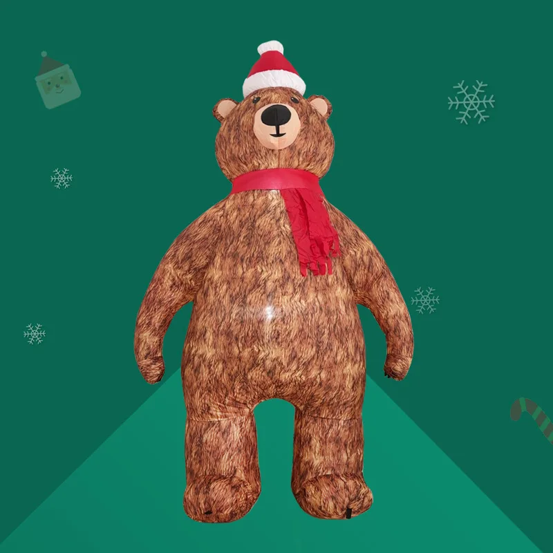 

Рождественская воздушная модель, надувная модель рождественского медведя 2,1 метра, реквизит для садового макета для украшения Рождества