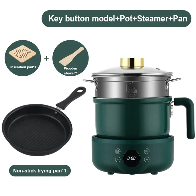 Electric Skillet Noodle Pasta Cooker 1.8L Hotpot Egg Omelette Cooking Wok Heater Soup Stew Pot Non-stick Frying Pan Food Steamer