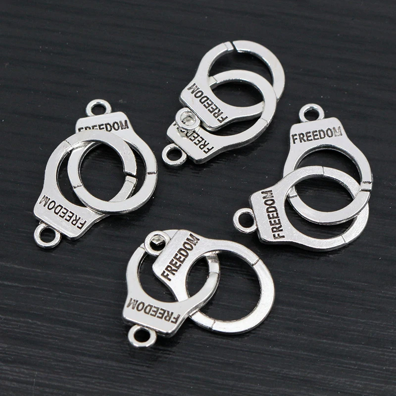 10pcs Charms Handcuffs Freedom 30x10mm 42x15mm Making Pendant fit,Vintage Bronze Tibetan Silver color,DIY Jewelry Supplies