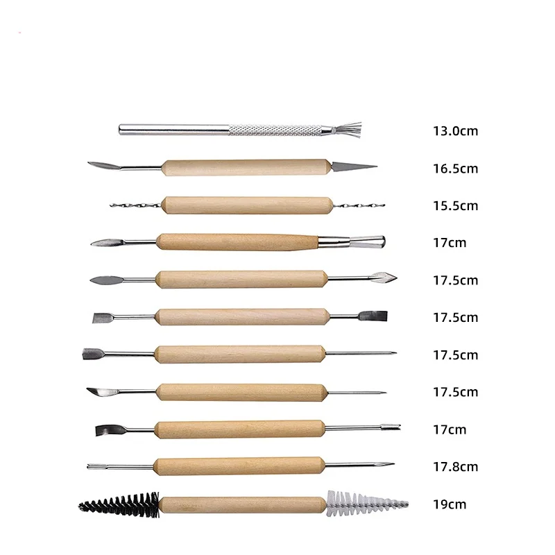 Pottery 11 piece set, 22 piece set, 6 piece set, redwood carving, making, flat wire knife, 4 punching tools, clay tools