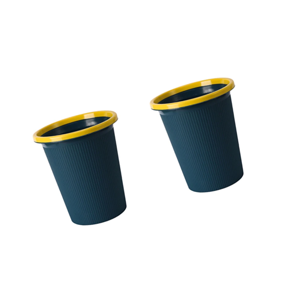 

2Pcs Medium Plastic Dustbin Dark Blue 27x17.5x24.8cm Waste Bin for Kitchen Office Garbage Container with Bag Holder