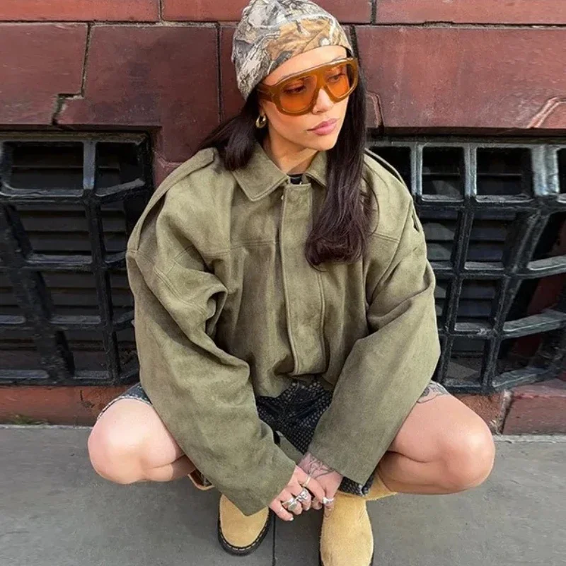 Stylish Bomber Jacket Women's Round Neck Zipper Button Long Sleeves Splicing Coat 2025 New Autumn Daily Commuting Outfit