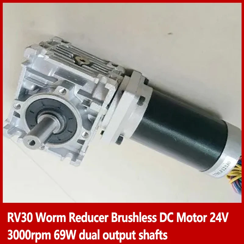 RV30 Worm Reducer Brushless DC Motor 24V 3000rpm 69W Gear Ratio 5 7.5 10 15 20 25 40 50 60 80:1 dual output shafts