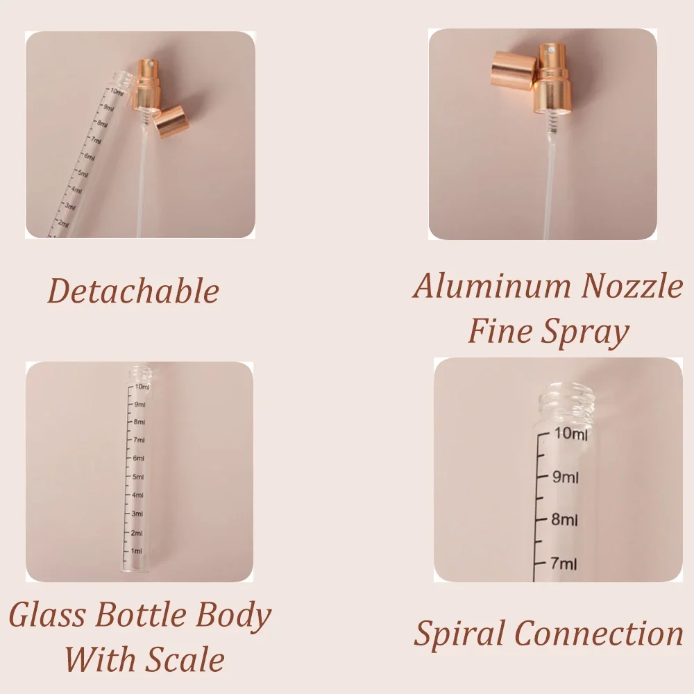 10 pièces 2ML 3ML 5ML 10ML bouteille de parfum rechargeable avec échelle Mini flacon pulvérisateur en verre atomiseur de parfum pour sac à main de voyage Portable