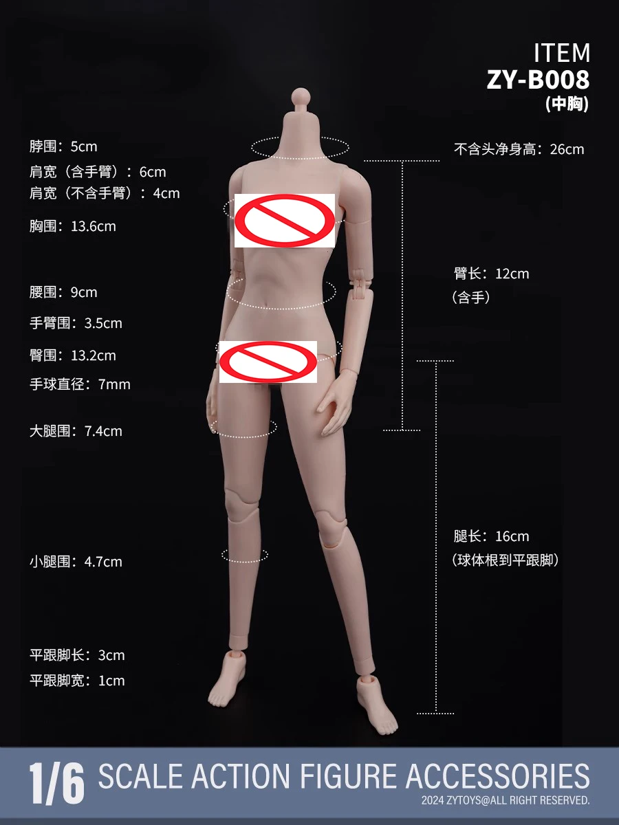 ZYTOYS ZY-B008 ZY-B009 1/6 مقياس أنثى الآسيوية شاحب الجلد سوبر مرنة الجسم نموذج صغير الأوسط الثدي 12 "عمل الشكل لعبة