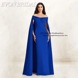 EVON BRIDAL Celebrity Dresses With Cape Off Shoulder Mermaid Satin Formal Evening Gown Vestidos De Ocasião Sleeveless Custom