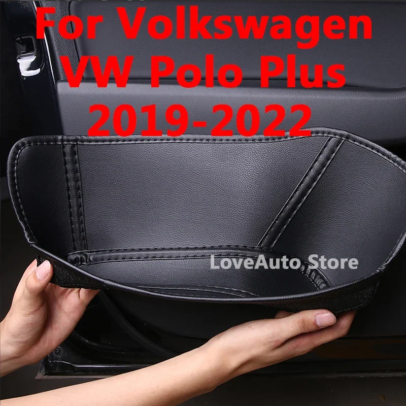 

For VW Polo Plus 2022 2021 2020 2019 Car Front Rear Door Inner Armrest Handle Door Storage Box 4Pcs Accessories Cover