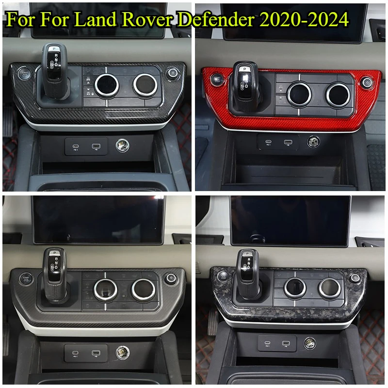 

For Land Rover Defender90 110 L663Carbon Fiber Car Gear Shift Head Cover Center Console Air Conditioning Mode Button Frame Trim
