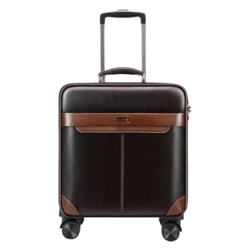 프리미엄 가죽 롤링 수하물 세트 스피너 24 인치 레트로 남성 비즈니스 휠 가방 20 인치 캐빈 암호 트롤리 가방