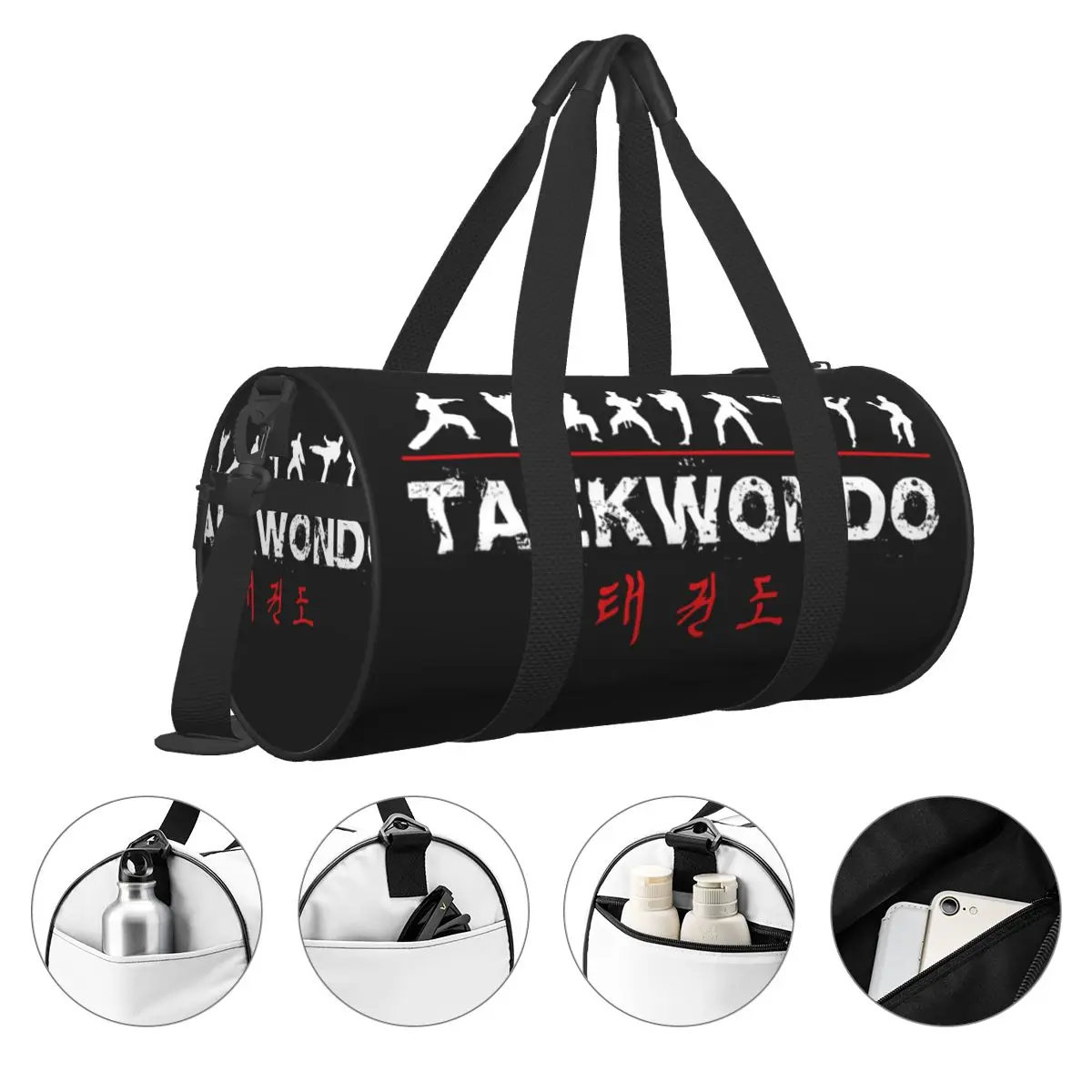 Korean Taekwondo Sports Bags Fighters White Martial Arts Training Gym Bag with Shoes Novelty Handbags Couple Oxford Fitness Bag