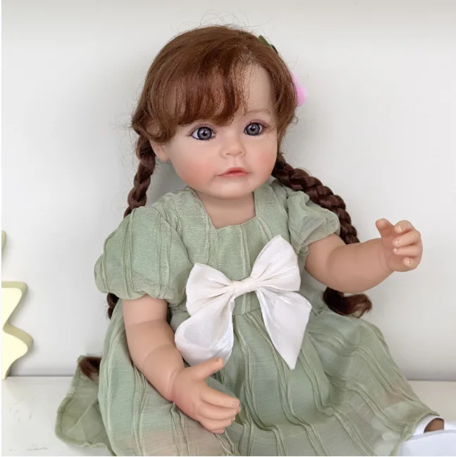 Lifelike 55cm Doll Full Body Silicone Reborn Baby Girl 22inch Suesue Newborn Bebe Cute Play House Toy Birthday Gift For Child