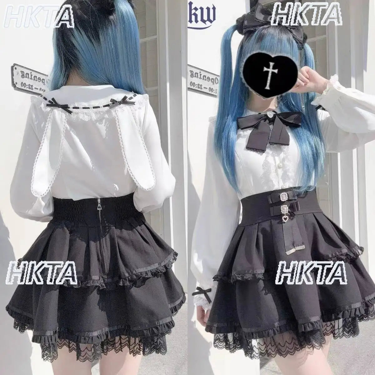 

Japanese Mass Produced Kawaii Cute Bow Tie Lace Long Sleeved Shirt Top 2026 Spring Sweet Lolita Doll Collar Black Blouses Women