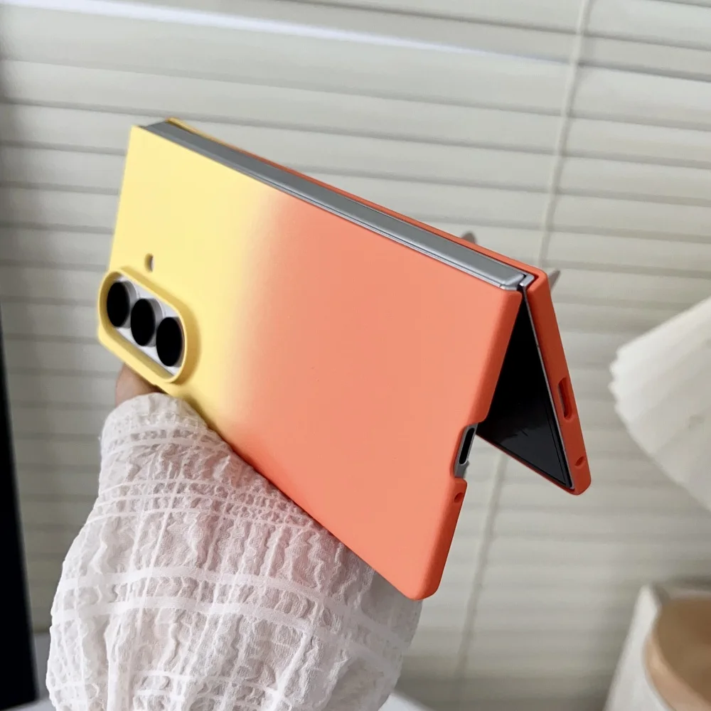 ไล่โทนสีที่มีสีสันอัลตร้าบางฮาร์ดพีซีกรณีสําหรับS Amsung G Alaxy Z Fold7 6 5 4 3 5กรัมกันกระแทกฝาครอบป้องกันสําหรับZFold 7 6 5