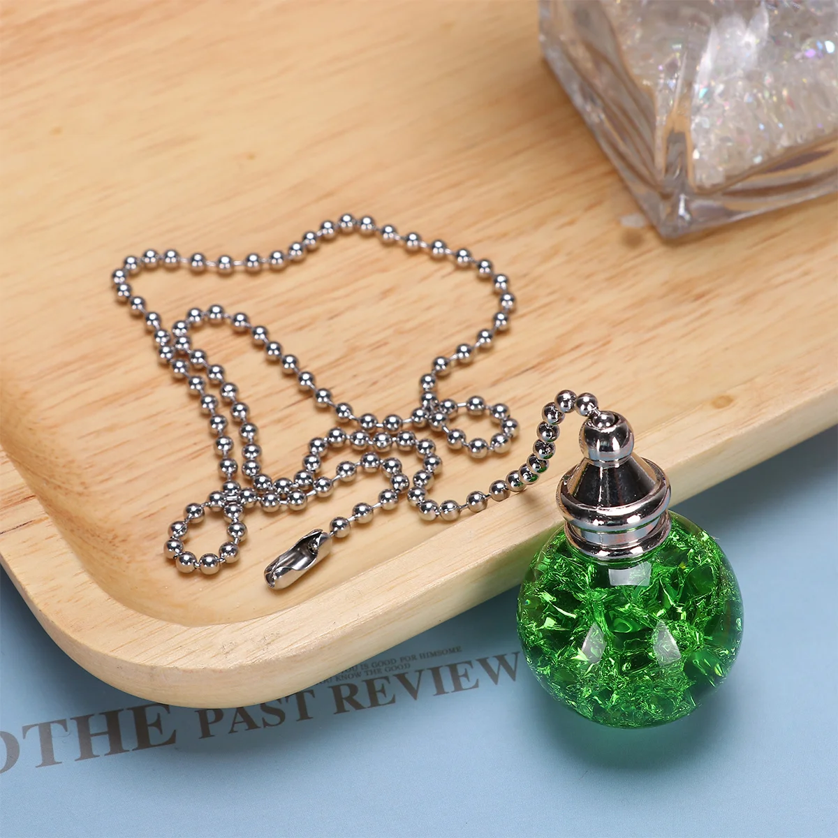 

Green Crystal Ball Pull Chain Cracked Grain Pendant Ceiling Pull Chain Replacement Connector Home Hanging Ornament
