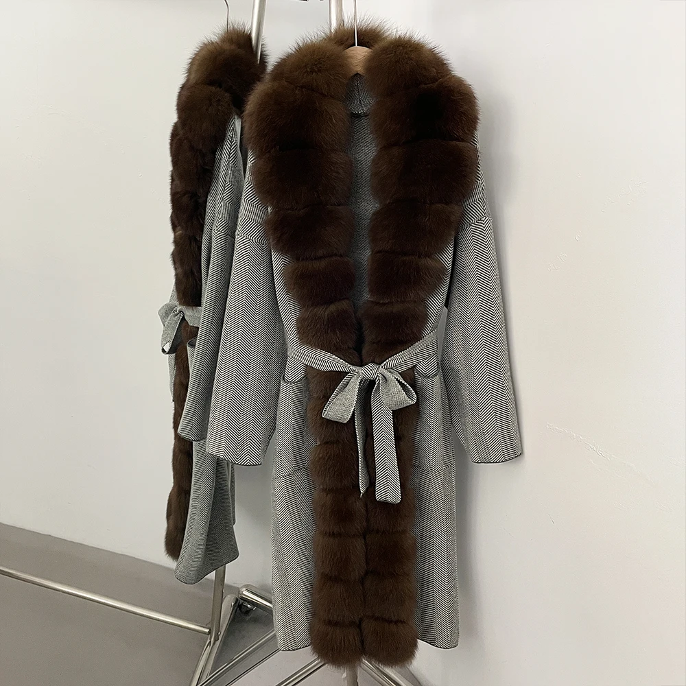 

Женский кардиган из натурального меха, вязаный свитер с отделкой из натурального меха, длинный вязаный свитер с поясом, женская одежда