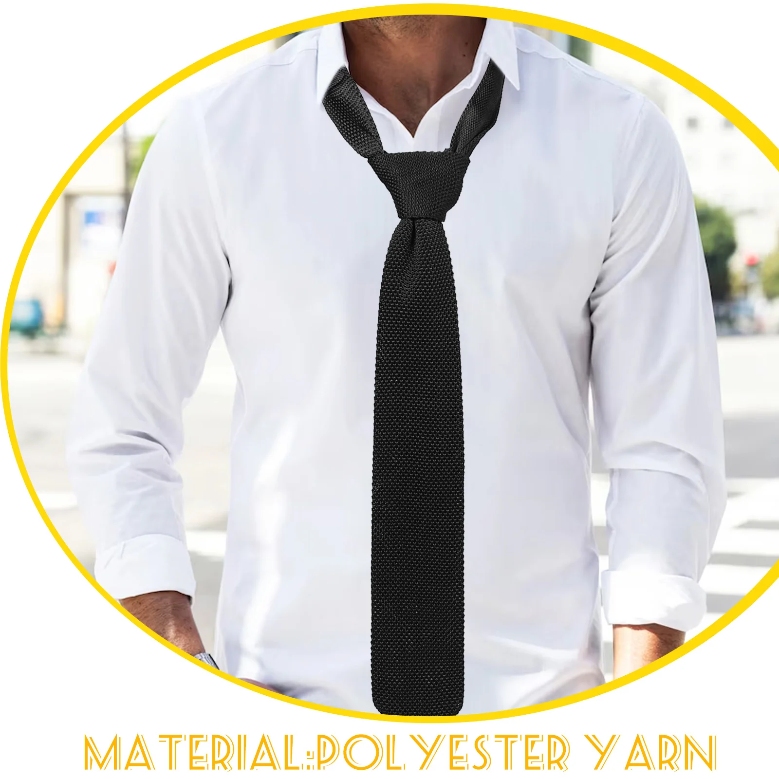 

Solid Color Men Tie Knitted Necktie Suit Accessory for Wedding Banquet Party Business Formal Ties Festive Necktie