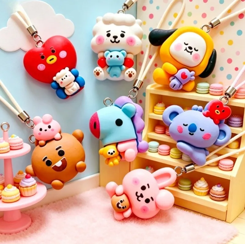 7pcs BT21 Resin Cartoon Charm DIY Accessories Craft Supplies For Jewelry Making Earring Necklace Bracelet Pendant Phone Decro view 3