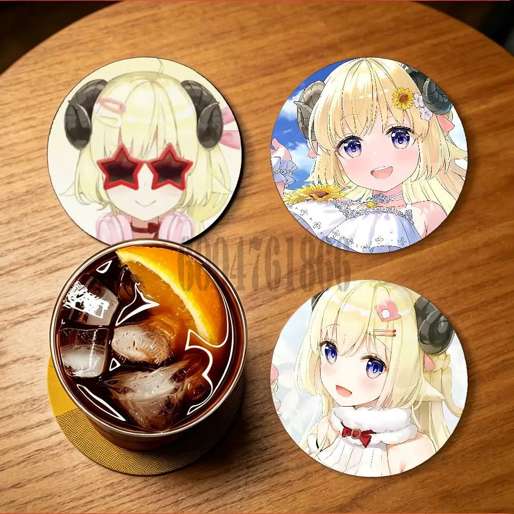 W-Watame Round Wooden Coaster Decorative Coffee Cup for Use in Coffee Shops Bars