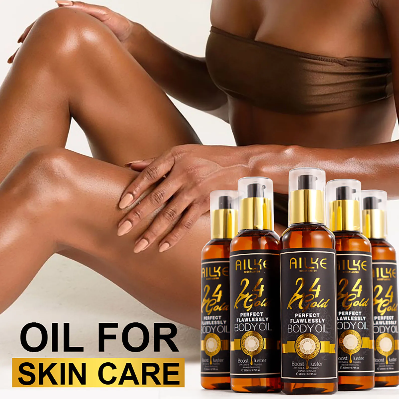 

AILKE 24k Gold Flawlessly Body Oil, Natural Plant Oil For Women, Skin Moisturizer, Lighten Spots, Smoothing, Nourishing, 200ml