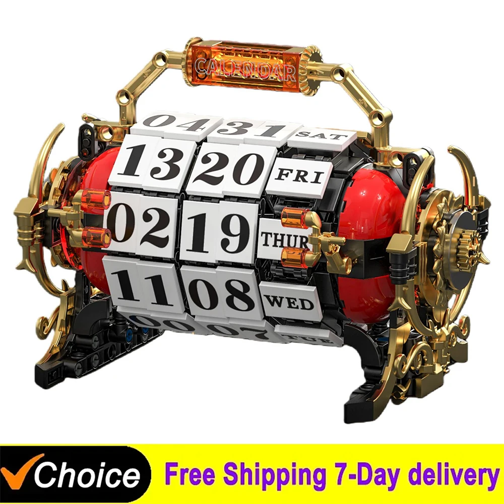 

Креативный ретро-конструктор-календарь MOC: винтажный дизайн, DIY декор для стола с движущимися шестеренками, игрушки для детей, подарки