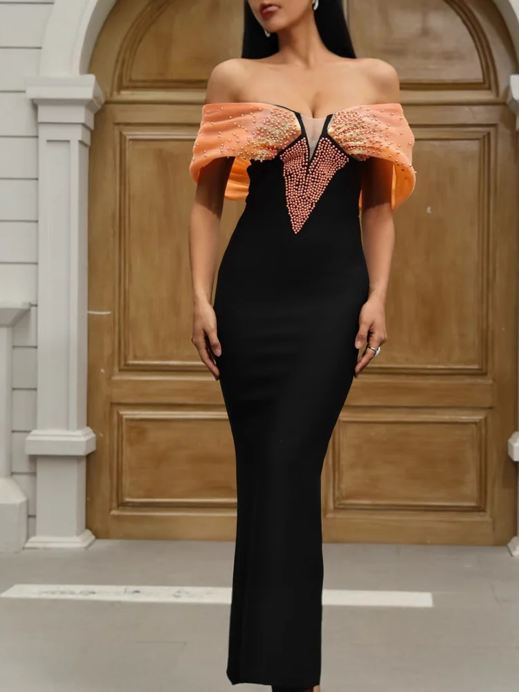 

Ele одно плечо Bla, облегающее сексуальное платье с запахом Dr Par, свадебное банкетное платье, длинная юбка на молнии с высокой талией без свека