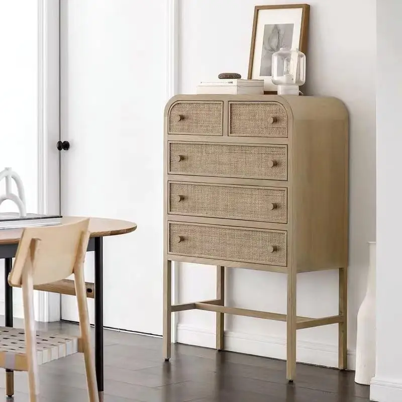 

wood chest, living room, household multi-functional drawer, storage, bed and breakfast tall cabinet, rattan vertical cabinet