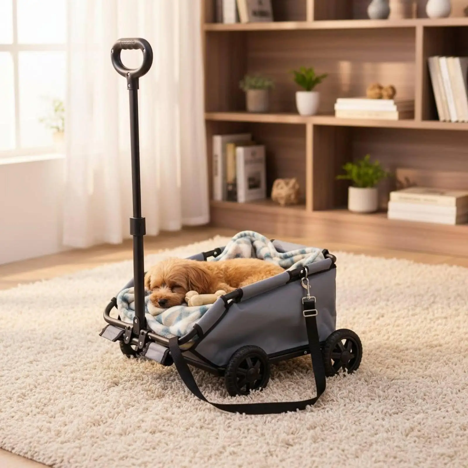 Folding Travel Cart Pet Moving Carrier Foldable Dog Trolley Stroller for Small Dogs Cats Travel and Shopping