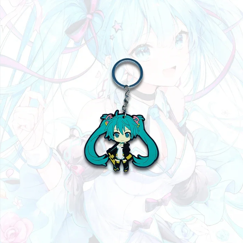 Llaveros de PVC Hatsune Miku, figura de Anime, lindo colgante, cantante Virtual, moda Kawaii, llavero de goma suave, decoración Kawaii, regalos para fanáticos