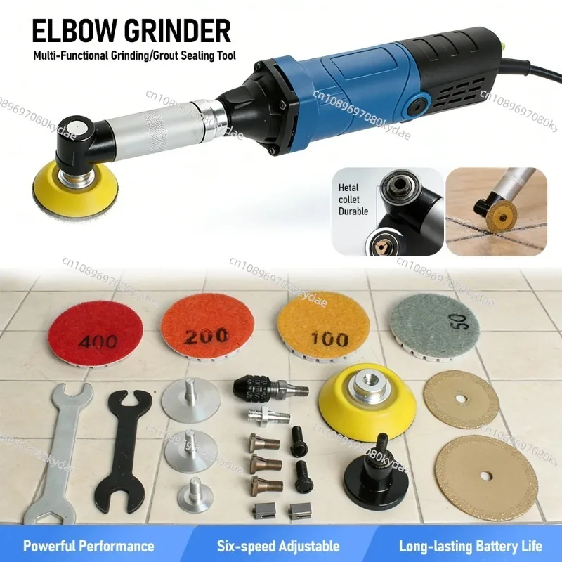 550W 90 Degree Electric Elbow Grinder 6-Speed Angle Grinder for Stone Carving, Metal Polishing & Tile Seam Cleaning