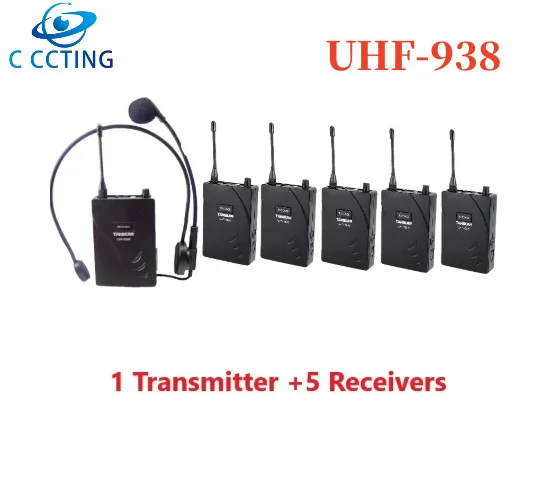 

Takstar UHF-938/ UHF938 UHF frequency Wireless Tour Guide System 50m Operating Range 1 Transmitter+5 Receivers for Tour guiding