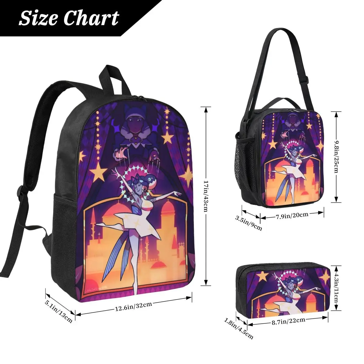 3Pcs K-Knights Of Guinevere School bags Set for Girls Boys Pencil Boxes Backpack Sets with Lunch Box For Students Knapsack