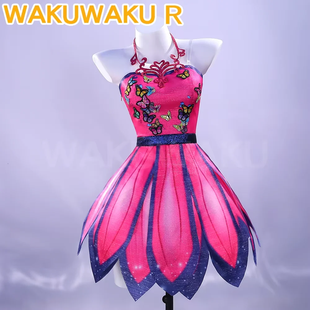 

Женский костюм для косплея, аниме-косплей【XS-3XL】WakuWaku-R, женское милое розовое платье феи-бабочки, рождественское платье принцессы больших размеров