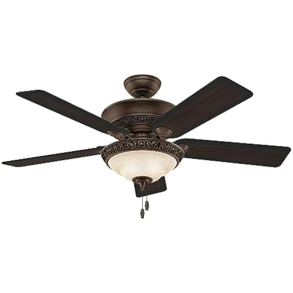 

Fan Company Italian Countryside Indoor Ceiling Fan with LED Light, Remote, and Pull Chain Control, P.A. Cocoa, 52" (53200)