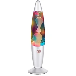 Motion Lamp 16-Inch Colorful Lamps, Silver Base Multicolor Lamp with White Wax in Clear Liquid, Christmas Birthday Gift