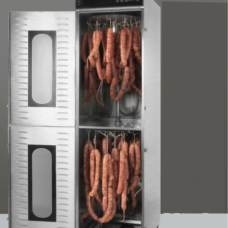 Nouveau 110 v/220 v Commercial en acier inoxydable déshydrateur alimentaire séchoir de fruits secs automatique saucisse sèche rotatif séchoir à saucisses