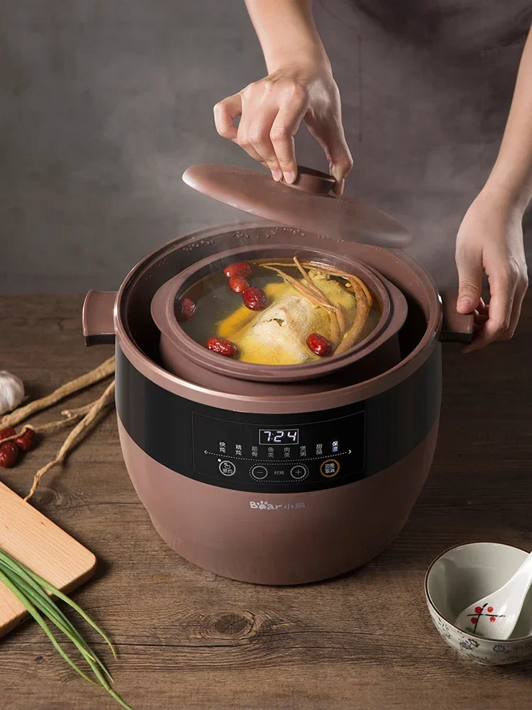 Electric stew pot water-proof stew pot large capacity 4.5L soup porridge pot smart reservation fully automatic purple sand