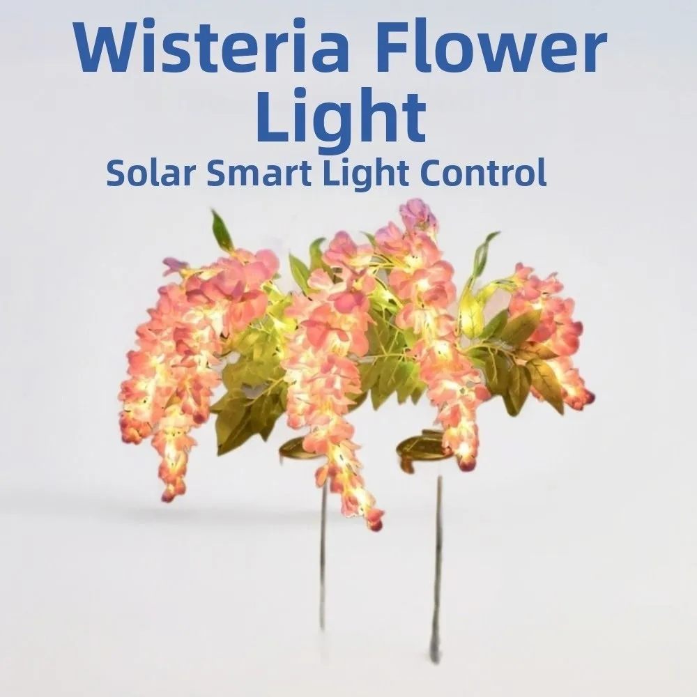 Realistic Solar Wisteria Flower Lamp Creative Waterproof Landscape Lawn Lamp Artificial Cordless Simulation Flower Lamps
