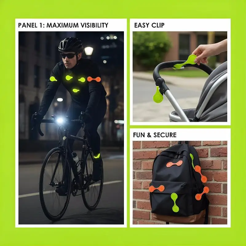 Kids Backpack Reflective Magnetic Clips High Visibility Bag Reflector For Night Safety School Bag Fastener