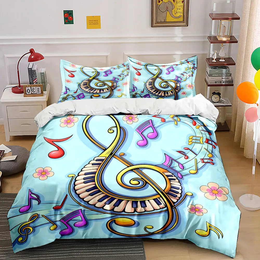 

Musical beauty, colorful melodies swirl Pattern Duvet Cover Set Digital Print Colorful Polyester Bedding with Zipper Closur