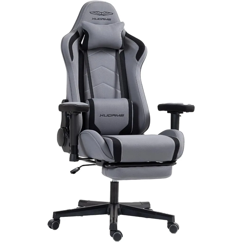 FLOGUOR Gaming Chair, Linen Material, Breathable, Racing Style Office Chair with Footrest, Ergonomic High-Back Computer Chair, H