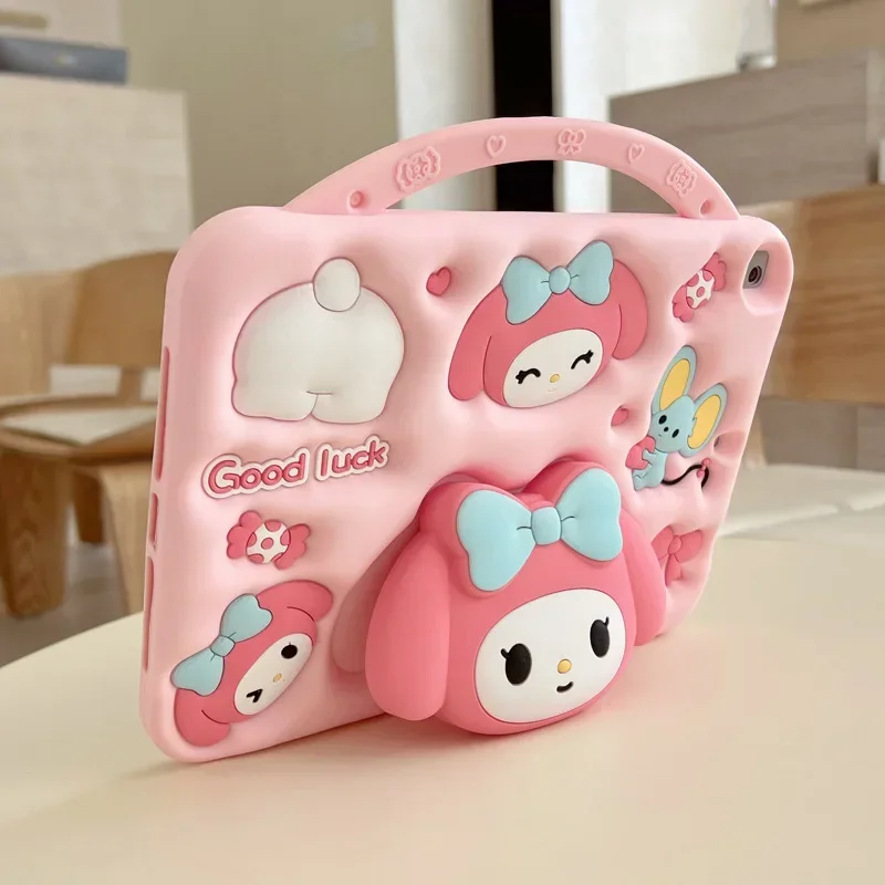 Sanrio Melody-funda de mesa de dibujos animados para IPad Pro 2024, 11 pulgadas, Air 4, 5, 6, Mini 3, 4, 5, 6, 9, 7, 8, 10,2, 10, 10,9, cubierta de silicona a prueba de golpes