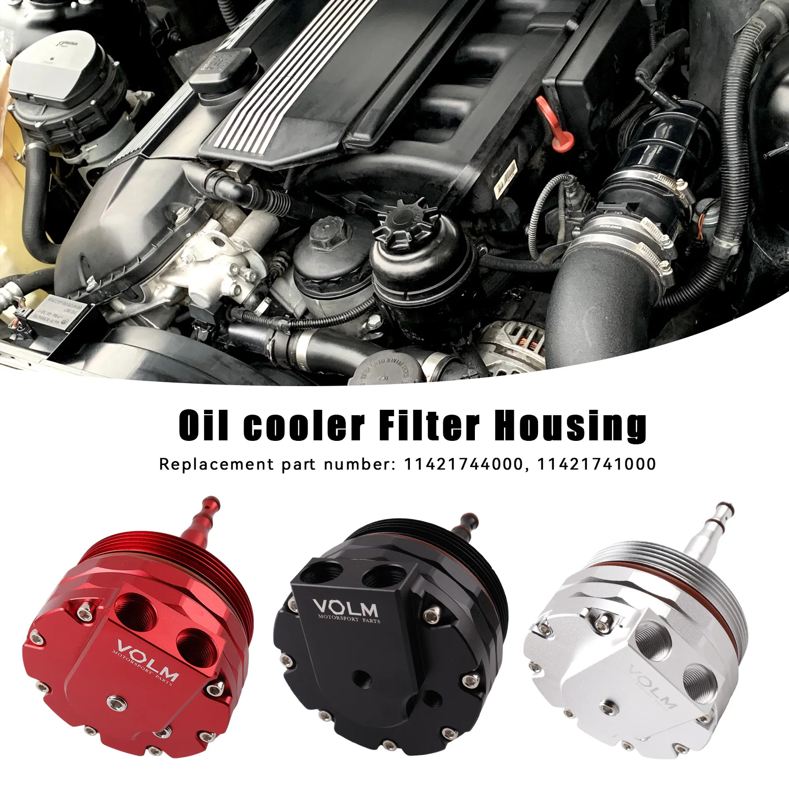 

VOLM LOGO Oil Cooler Adapter Oil Filter Cover Cap For BMW E46 E36 E39 E60 E61 323i 328i 325i 330i 525i 528i 530i M52 M54