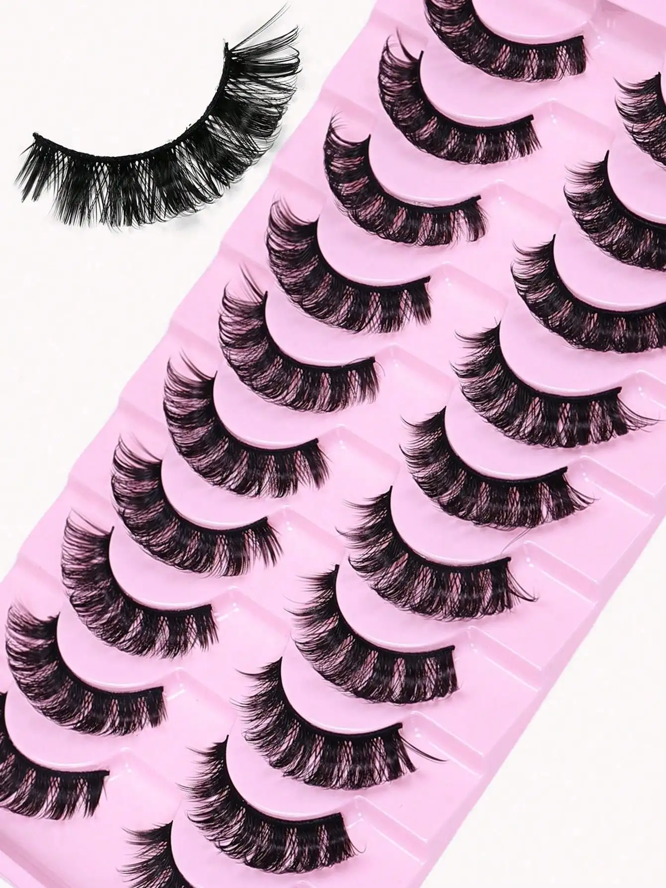 10 Paar flauschige, dicke, künstliche Wimpern, D-Curl, voluminöse Wimpern, natürlicher Look, wiederverwendbar, weiches Augen-Make-up für Frauen – Detail 3