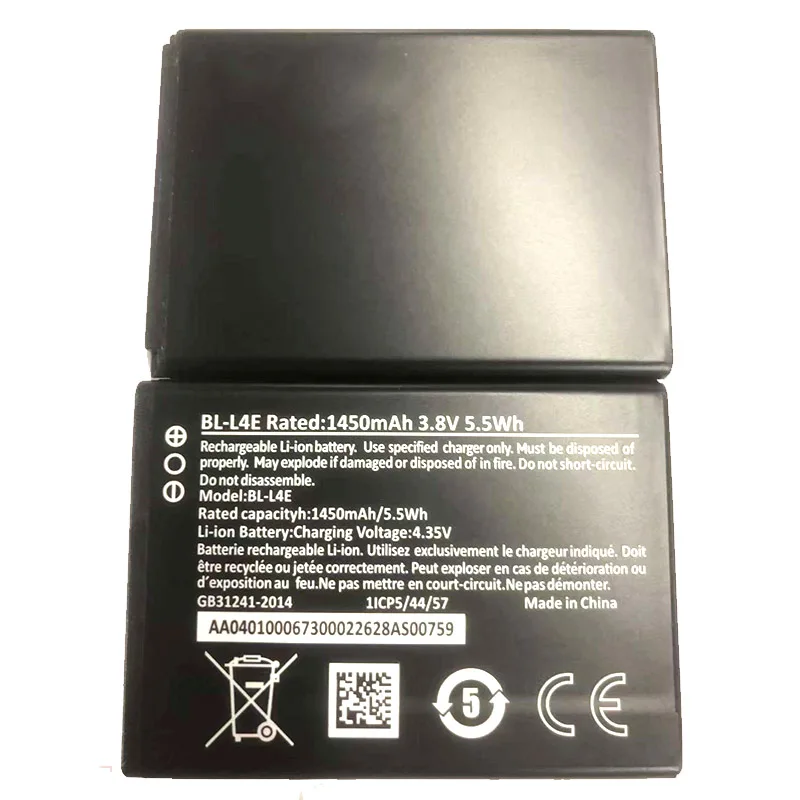 

Аккумулятор BL-L4E 3,8 В, 1450 мАч для раскладывающегося телефона Nokia 8210 4G 2660/2760/2780 TA-1480