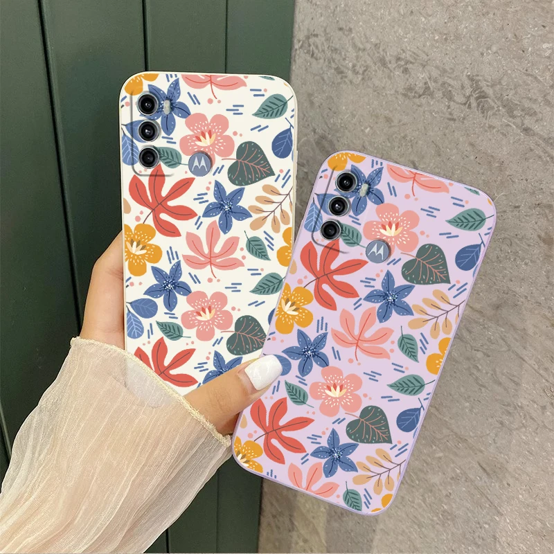 G60 Colored Leaves Silicone Phone Case For Motorola Moto G60 G42 G62 G24 G54 G52 G84 POWER G34 G72 G40F G60S G82 G100 Cover