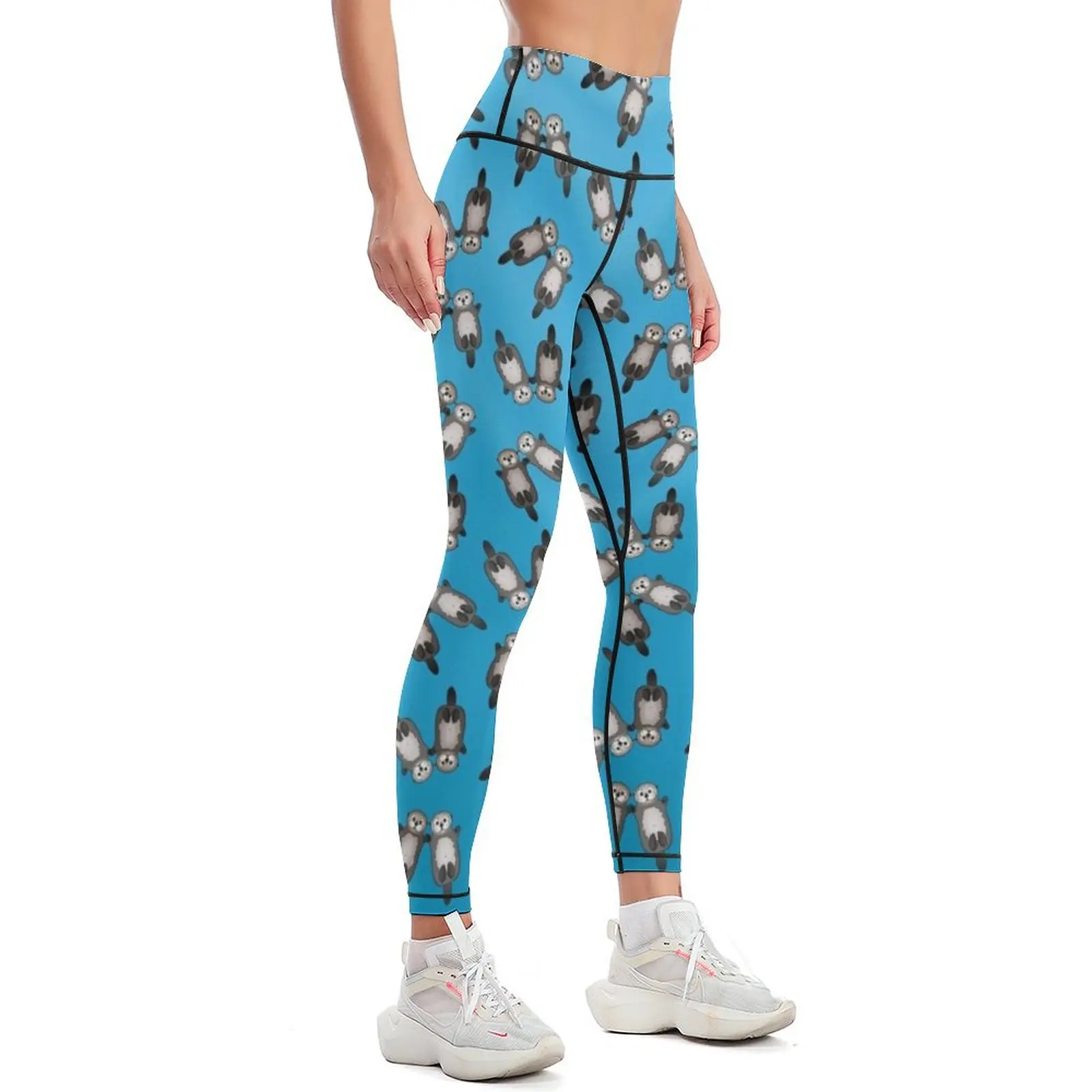 Otters Holding Hands - Sea Otter Couple Leggings sports for harem pants Women's high waist Leginsy push up Womens Leggings