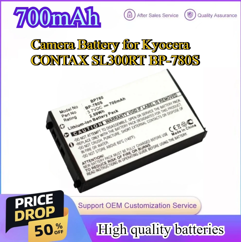 

700mAh Camera Battery for Kyocera CONTAX SL300RT BP-780S Finecam SL400R Finecam SL300R Bateria 3.7V High Qualty